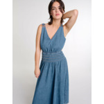Robe longue ajourée en denim