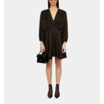 Robe Courte Noire Python Jacquard Avec Drapé Femme