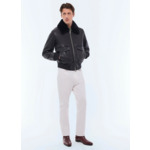 Bombardier en cuir à col amovible