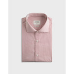 Chemise col italien en popeline rayée rose