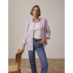 Chemise irina col italien en popeline rayée rose