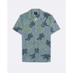 Chemise manches courtes vert clair & jaune orangé