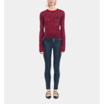 Jean Skinny Effet Cuir Bleu Marine Femme