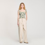 Top smocké à imprimé fleuri