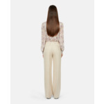 Pantalon Tailleur Écru En Lin Femme
