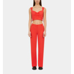 Pantalon Tailleur Rouge En Crêpe Femme
