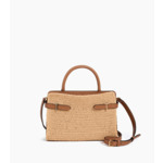 Sac à main moyen modèle Emie effet raphia et cuir lisse