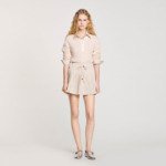 Jupe plissée à rayures strassée