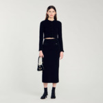 Cardigan court en maille velours