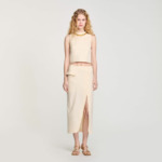 Top court en maille à collier