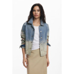 Veste en jean à fleurs