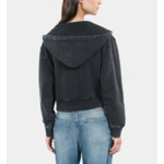 Sweatshirt Style Officier À Capuche Noir Femme