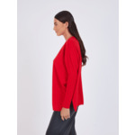 Pull poncho cachemire col V Faustine CARMIN