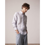 Chemise Auguste en lin rayé bleu