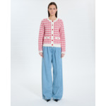 Gilet façon tweed bicolore rouge écru