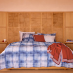 Lacoste - Drap housse en satin de coton lavé bleu, L Denim