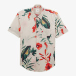 Chemise manches courtes regular imprimé hibiscus blanc off-white