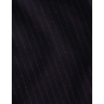 Pantalon droit grazia taille haute en twill de laine rayée marine