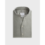 Chemise carl col droit ouvert en flanelle de coton et cachemire unie gris