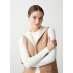 Veste sans manches ouverte en drap de laine bicolore