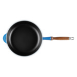 Sauteuse 28cm en fonte émaillée bleu azur avec manche en bois