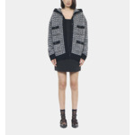 Cardigan À Capuche En Tweed Noir Et Blanc Femme