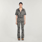 Pantalon jacquard fleur