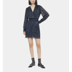 Robe Courte En Jersey Métallisé Bleu Marine Femme