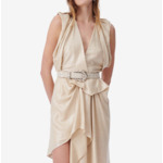 Robe Longue Col V Lin Lamé Cloven