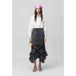 Jupe plissée asymétrique à fleurs