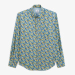 Chemise regular bleu aviateur imprimé bleuet