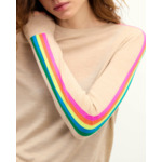 Pull Col Rond Bandes Multicolores