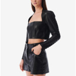 Top Raccourci Brodé En Cuir Ada