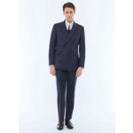 Costume croisé en twill de laine rayé