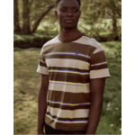 T-shirt rayé marron foncé & beige multicolores