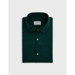 Chemise auguste col français en flanelle de coton à carreaux vert