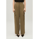 Pantalon fluide satiné cargo kaki
