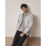 Chemise col figaret en popeline rayée vert