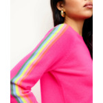 Pull Col Rond Bandes Multicolores aux Manches