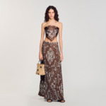 Jupe longue plissée à imprimé bandana