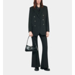 Veste Tailleur En Laine Mélangée Noire Femme
