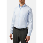 Chemise Bleue Pin Point En Coton Regular Fit