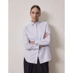 Chemise irina col italien en façonné uni bleu clair