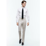 Pantalon ajusté en laine à rayures