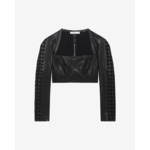 Top Raccourci Brodé En Cuir Ada