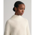 Ribbed Wool Stand Collar Sweater