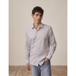 Chemise voyage col figaret en popeline rayée marine