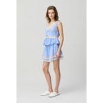 Top volanté rayé et dentelle