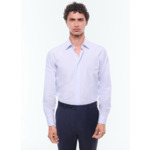 Chemise rayée à col droit en coton