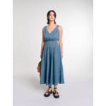 Robe longue ajourée en denim